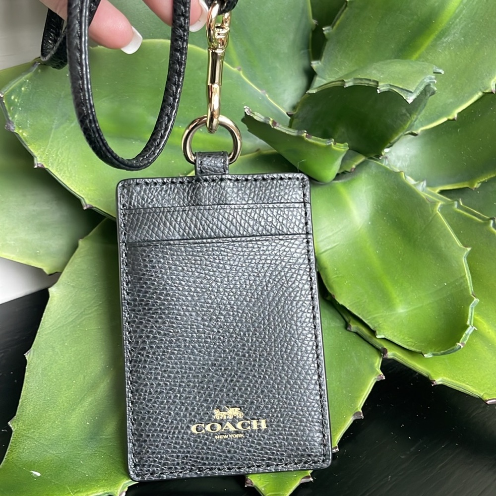 New Coach  genuine, leather lanyard ID credit card holder